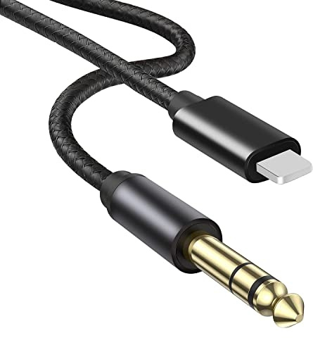 Cavo audio stereo TRS da 1/4 per i-Phone, cavo adattatore jack AUX da 6.35 mm, compatibile con i-Phone 13.12, XS, i-Pad, i-Pod, amplificatore, mixer, 1 m (non supporta la registrazione)
