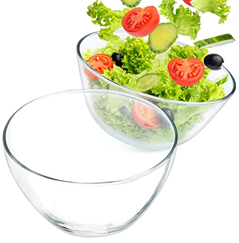 Konzept 11 - Ensaladera de cristal de 17 cm de diámetro, frutero, juego de 2 unidades, cuenco transparente para servir, cuenco redondo, cuenco para ensalada, fruta, patatas fritas, comida con dedos,