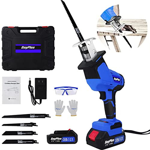 ZanGe Scie à guichet sans fil, 21V Scie à guichet électrique pour couper le bois, les arbres, le métal ou les tuyaux en PVC, Scie à guichet légère sans fil avec batterie 1,5Ah et chargeur rapide