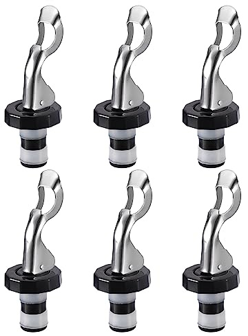 uxcell Wine Stoppers, 6Pcs 16mm/0.63 Expanding Manual Beverage Stoppers Silicone Vacuum Bottle Stopper Reusable Wine Bottle Airtight Seal Plug for Beer, Soda (White Black)