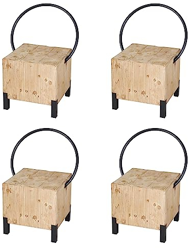 Mendler 4er-Set Esszimmerstuhl HWC-L76, Besucherstuhl Hocker, Industrial Metall Massiv-Holz MVG-Zertifiziert, Natur