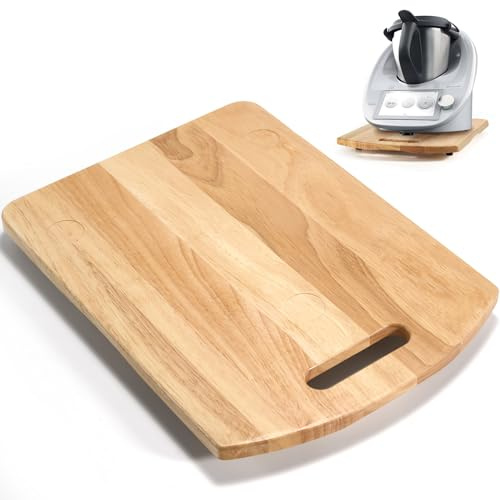 Gleitbrett für Thermomix TM6, Gleitbrett Thermomix TM6 mit Rollen, Rollbrett für Thermomix TM6, 360° Drehbar Slider Thermomix TM6, Leicht Gleitendes Gummiholz Gleitbrett Thermomix TM5, Hellbraun