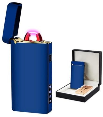 GADATOP Arc Lighter, Windproof Electric Lighters for Outdoor, USB Plasma Lighter for Camping, Cool Rechargeable Fire Lighters with SOS Mode Flashlight, Electronic Lighter for Gentlemen (Blue)