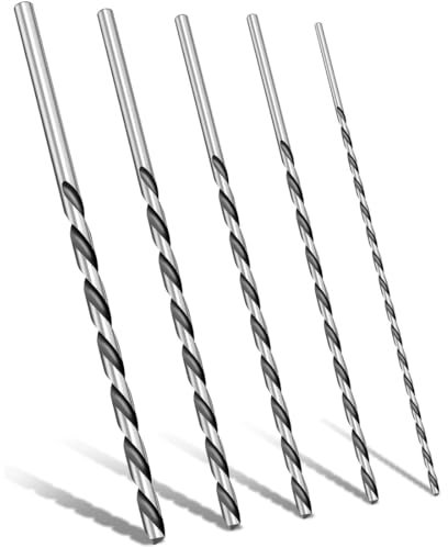 YOCDNOV 4 Pezzi Set di Punte elicoidali Extra Lunghe da- Punta da Trapano a Codolo, Diametro 2-5 mm, Set di Punte da Trapano in Acciaio ad Alta velocità Set di Punte elicoidali a Codolo Dritto