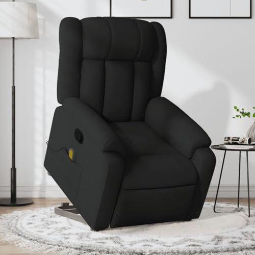 Homgoday Massagesessel mit Aufstehhilfe Fernsehsessel Aufstehsessel Elektrisch Sessel Verstellbar Massagesessel mit Liegefunktion Relaxsessel TV Sessel Wohnzimmer Schwarz Stoff