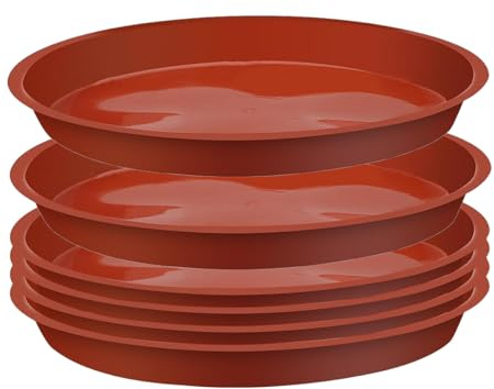 Senda Lot de 6 soucoupes rondes en plastique pour intérieur et extérieur (rouge, 25 cm)