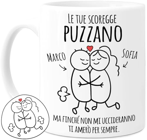 Tassenliebling® Tazza Scoregge Personalizzata - Le Tue Scoregge Puzzano - Regalo Anniversario per Lui Divertente - Regali Fidanzato Originali Simpatici - Regalo Uomo - Ceramica 330ml