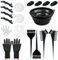 NEPAK 18Pcs Hair Dye Brush and Bowl Kit,Hair Dying Tools,DIY Beauty Salon Hair Bleaching Tools,Including Mixing Bowl, Ear Cover, Hair Shawl, Gloves, Hair Clips