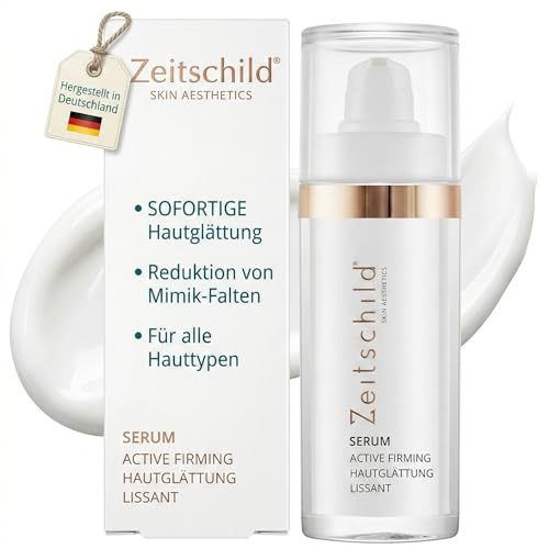 Zeitschild Active Firming Serum 30 ml – Sofort-Effekt bei Mimikfalten | Hautglättung mit 4 Hyaluronsäuren & Peptidkomplex, für alle Hauttypen, ohne Parfum & Silikone