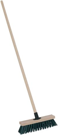 CHARLES BENTLEY Broom, Green, Recycled Synthetic, Wooden, 4ft Handle, 11 Inch, PVC and PET Bristles, Practical, Bark, Dirt, Debris, Outdoor Broom, Outdoor Brush, Brush (131x29x6cm)