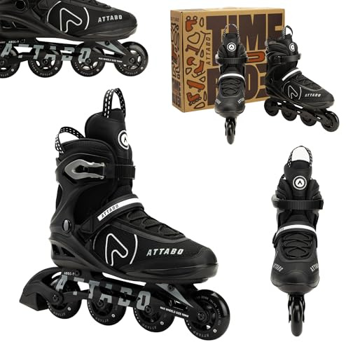 ATTABO Bricker Fitness - Pattini a rotelle da uomo, comodi e stabili per il tempo libero e l'allenamento con guida in alluminio, ruote in poliuretano da 80 mm, cuscinetti ABEC-7, freno in TPR, fino a