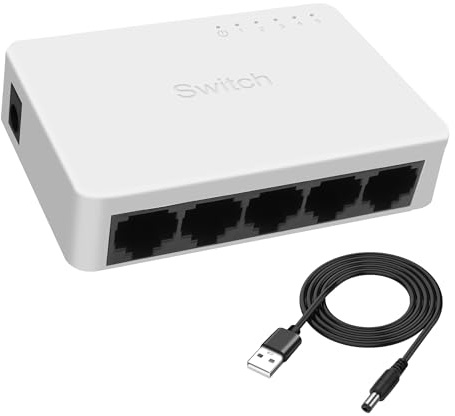 XMSJSIY Hub répartiteur réseau RJ45 Gigabit Ethernet 5 ports | Commutateur réseau RJ45 10/100/1000 Mbit/s non géré pour routeur, ordinateur portable, appareils Internet