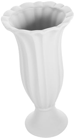 ROMISBABA Jarrón Conmemorativo para Cementerio Grande, Maceta De Cerámica Gris-Blanco, Soporte Estable para Flores Secas Seda, Decoración Funeraria para Tumbas y Exteriores