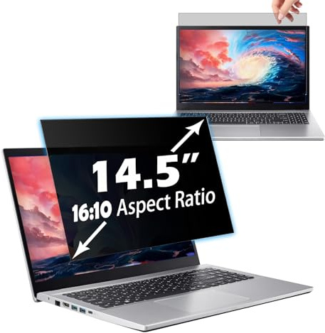 PRSPR Pantalla de privacidad de 14.5 pulgadas para monitor de computadora, filtro antiespía 16:10 para laptop y pantalla de PC, película protectora reversible antirreflejos con bloqueo de luz azul