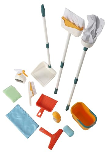 OVAQUIXI Ensemble de Nettoyage pour Enfants, Chariot de Nettoyage, Jouets d'entretien Ménager, Kit de Jouets Interactifs de Liaison Familiale pour Enfants, Matériau ABS