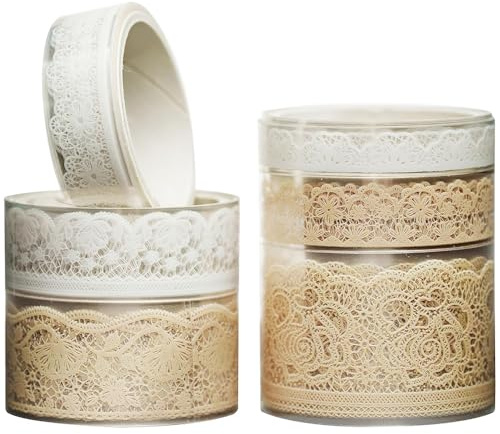 AURISSE 6 Rollen Blumen-Spitzendesign PET-Klebeband Set - Transparentes Dekoratives Klebeband für DIY Bastelprojekte, Geschenkverpackung, Scrapbooking und Tagebuchgestaltung