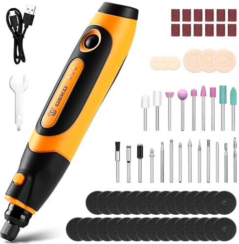 Mini Cordless Rotary Tool: DEKOPRO 3.7V Rotary Tool, Complete with 70 Accessories, Suitable for All Manner of DIY Projects Including Grinding, Carving, polishing, Drilling and Cutting.