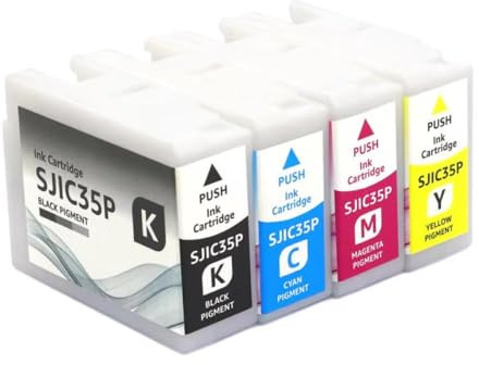 Cartuccia d'inchiostro SJIC35P 80ML con chip compatibile con stampante per etichette a colori ColorWorks CW-C6500P CW-C6000A CW-C6000P CW-C6500A(1 Set of 4 Color)