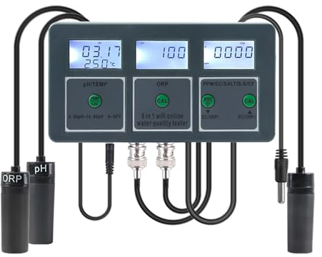 DRAUXI Tuya WiFi 8 in 1 Tester di qualità dell'Acqua Analizzatore misurazione Rilevatore Fai da Te Monitor Uso Esterno