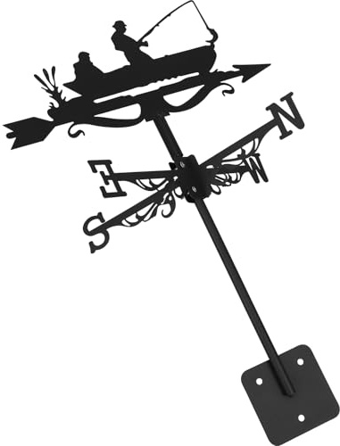 HEMOTON Banderuola da Pescatore in Metallo con Picchetto da Giardino per Esterni, Segnavento da Tetto Decorativo per Giardino, Installazione Facile per Casa, Gazebo e Patio