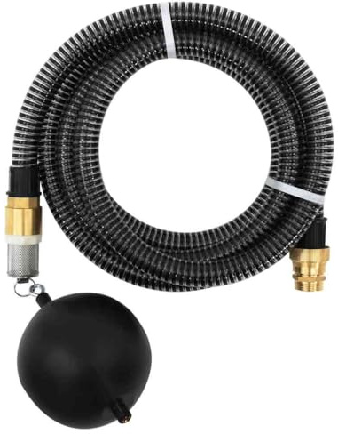 Lumanois Tuyau d'Aspiration 10 m Noir PVC 1 25 mm avec Raccords Laiton, Crépine & Clapet de Pied Flottant, Pompe Jardin Filtre Eau Domestique, Pression 6 Bar