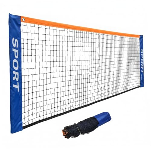 Rete da badminton per cortile, rete da pickleball in poliestere – Reti da tennis in PE stabili e impermeabili con bordi rinforzati, adatta alla maggior parte dei campi all'aperto, blu/arancione, 5, 1