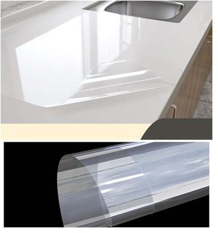 XILEUDUOD köksoljeresistent folie oljeresistent, transparent filmtapet för köksbänkskivor, renoveringsfilm, marmor, självhäftande, vattentäta badrumsklistermärken (SJM, 50 cm x 6 m)