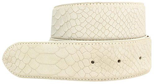 Brazil Lederwaren Wechselgürtel mit Pythonprägung ohne Schnalle 4 cm | Druckknopf-Gürtel für Damen Herren 40mm Schlangen-Optik | Mist 90cm