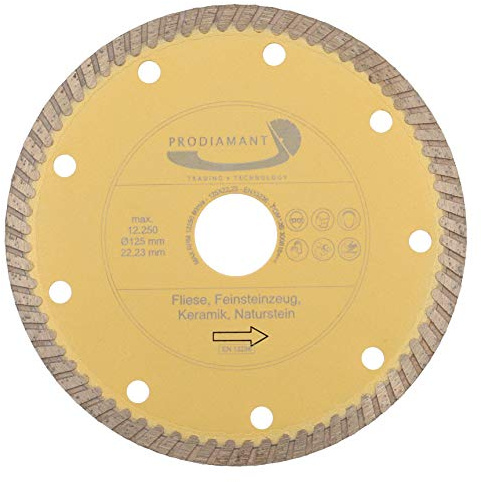 PRODIAMANT Premium Diamant-Trennscheibe Fliese Naturstein Turbo 125 mm x 22,2 mm Fliesenscheibe 125mm