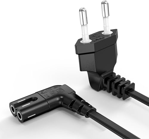 Ancable 0.75M Netzkabel Stromkabel 2 polig, C7 Kabel Eurostecker Stromkabel 90° Euro Netzkabel kompatibel mit Samsung LG Philips TV Spielkonsolen Xbox Laptop-Netzteile Kleingerätekabel - Schwarz
