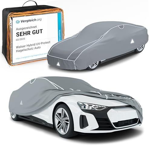 WALSER Premium Hagelschutz Abdeckplane Auto, Auszeichnung Sehr Gut* Hagelschutzplane, TÜV geprüfte* Autogarage Hagel, Hybrid UV Protect Vollgarage, Wasserabweisende PKW Abdeckung Größe 5