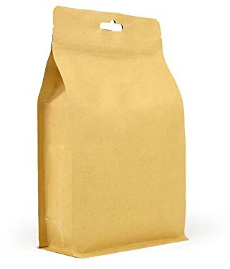 Evergreen 50 bolsas de embalaje de papel kraft de fondo plano con lámina interior, reutilizables, cremallera/sellado al calor, para té, granos de café, nueces, semillas, frutas secas (140 x 230 mm)