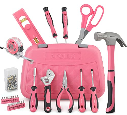 Hi-Spec 67Pcs Compact Home and Office Hand Tool Kit for DIY Repairs, Pink | Covers Everyday Fixes, Comfortable Hand Control, Durable Steel Tools, Compact Organized Storage, Home and Office Tasks