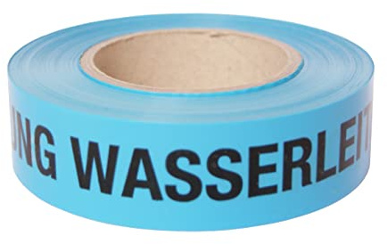 PremSecure Trassenwarnband Achtung Wasserleitung Warnband Trinkwasser Wasser Leitung Trassenband Trassierband 75m blau schwarz
