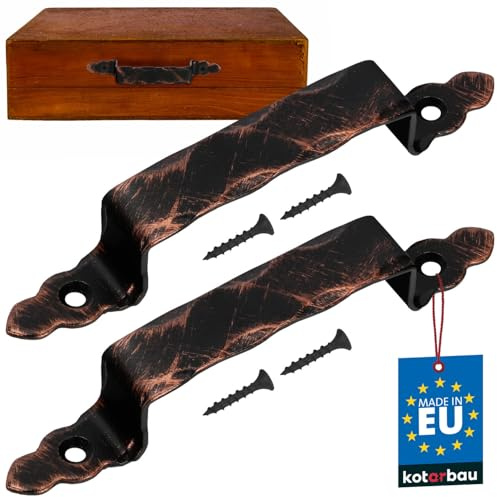 KOTARBAU® 2er Set Geschmiedeter Türgriff 200mm Schwarz + Altkupfer Antik Stahltürgriff für Türen Tore Pforten