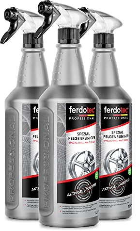 ferdotec® Nettoyeur de Roue spéciale (3 x 1 L) Puissant et sans Acide | Nettoyant pour Jantes de Voiture avec indicateur d'action pour Jantes en Aluminium, Jantes en Acier, chromées, Jantes Mates