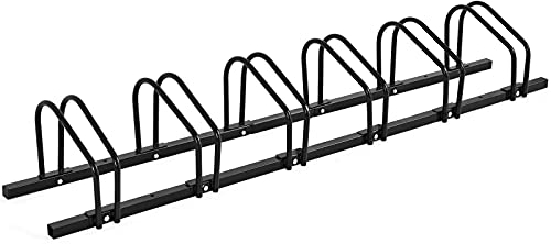 DREAMADE Fahrradständer für 6 Fahrräder, Mehrfachständer für Reifenbreite bis 55mm, Boden- und Wandmontage, freistehender Aufstellständer Metall, Bodenparker für Mountainbikes, Rennrad, Bike Stand