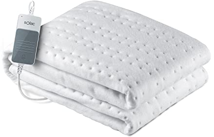 Solac - Calientacamas Norway + 150x140cm | 60W | Tecnología Sensfort | Sistema de protección | 3 Temperaturas | Auto Apagado | Extra Suave | con Mando electrónico | Lavable a máquina hasta 30ºC