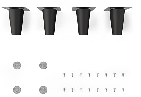 Sossai Möbelfüße aus Massivholz Buche, Clif Round HMF1, 8 cm hoch, rund, gerade Ausführung, matt schwarz, für Kommoden, Regale, Schränke