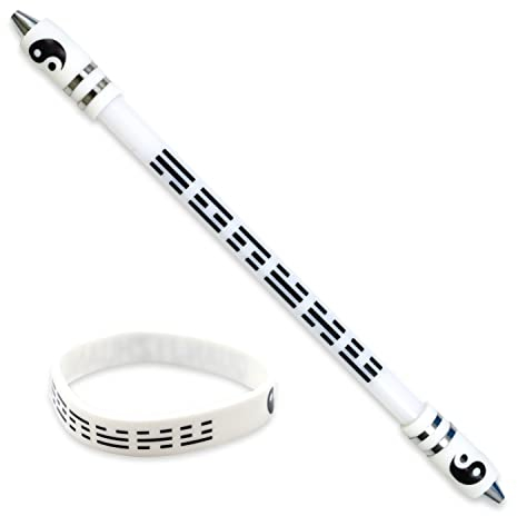 Roucerlin Beschwerter Stift, Drehmod, mit Silikonarmband, Metallköpfen, Gaming-Fingerstift, rutschfest, 21,5 cm, drehbarer Kugelschreiber für Studenten, Erwachsene