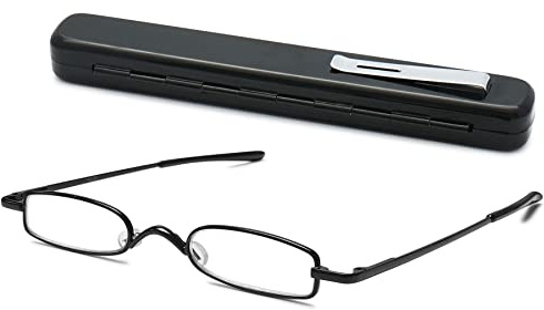 Lanomi Mini Schmal Lesebrille Herren Damen Metall Klassische Kleine Federscharnier Lesehilfe Brille mit etui
