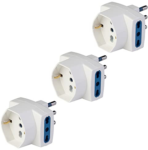 POLY POOL PP2364.3 Adattatore multistandard Schuko con spina italiana e connettore italiano 10A/16 A e kit tedesco da 16 A con 3 adattatori 250 V bianco | Poly Pool PP2364.3 kit 3 adattatori pluristandard 16A