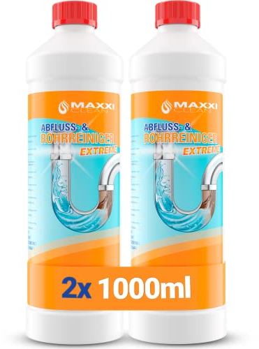 Detergente per tubi di scarico per cucina, bagno, rimuove peli e ostruzioni, 2 x 1 l