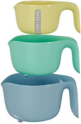 Empava Plastic Bowls Mixing Set of 3 - Mixing Bowl, Colander, Measuring Bowl - Reusable