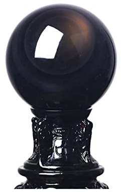 Kristallkugel Dekokugel Obsidian Crystal Ornament Lucky Transfer Office Desktop Orament mit Klammer Feng Shui Wahrsagungskristallkugel Blickende Weissagung oder Feng Shui ( Color : Noir , Size : 10cm