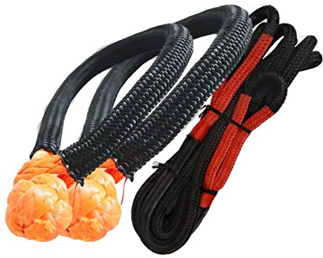 Samnuerly Abschleppseil 22 mm * 6 m Kinetisches Wiederherstellungsseil 10 mm * 120 mm Weiche Schäkel für Offroad-Teile Rot Orange