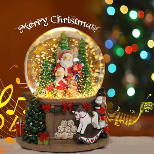 Weihnachts-Schneekugeln, Weihnachtsmann, Musik-Schneekugel mit 8 Liedern, Weihnachtsmann, Walnuss, Soldat, Trojanisches Pferd, Farbwechsel, Spieluhr für Weihnachten, Heimdekoration