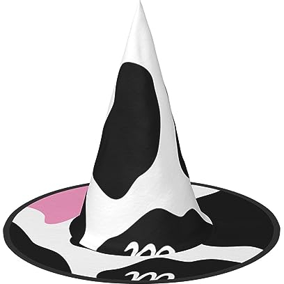 ZISHAK Schwarz-weiße Milchkuh-Hexenhut für Damen, ultimativer Partyhut für das beste Halloween-Kostüm-Ensemble