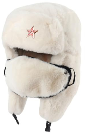 yuwqqoajv Cappelli bomber termici invernali da uomo Cappelli caldi in stile Uomo Donna Russia Colbacco Colbacco Donna Uomo Distintivo Cappello Russia, Martello falce beige