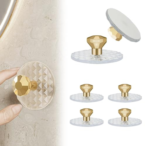 Elistonie Lot de 6 Boutons autocollants Boutons adhésifs en acrylique pour armoires de portes en miroir Plastique Poignée sans perçage de tiroir tirage pour Portes coulissantes en verre(Transparent,B)